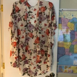 Sheer Floral Open Front Top